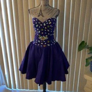 *Sale* Fabulous Purple Taffeta Strapless Embellished Short Formal Dress …